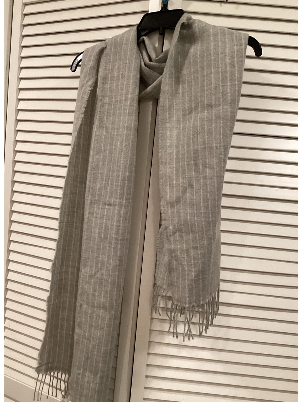 J. Crew Light Gray All Wool Pinstripe Scarf NWTS